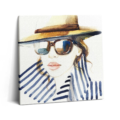 Vászonkép 60x60 Akvarell - szemüveges nő
