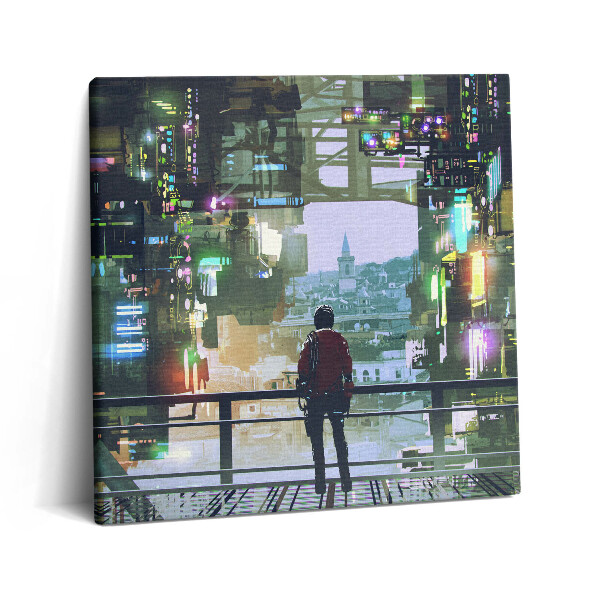 Vászonkép 60x60 Cyberpunk város