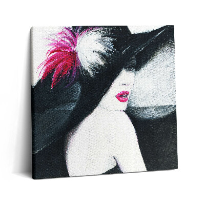 Vászonkép 60x60 Egy kalapos nő portréja