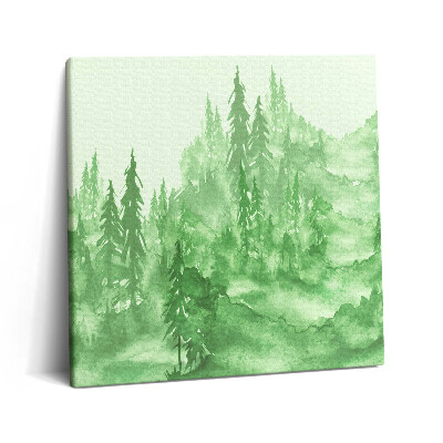 Vászonkép 60x60 Zöld erdővel festett természet