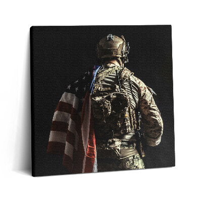 Vászonkép 60x60 Katona zászlóval