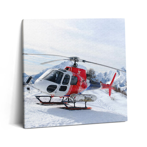 Vászonkép 60x60 Helikopter egy havas hegyen