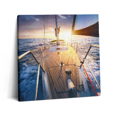 Vászonkép 60x60 Naplemente egy vitorlás fedélzetén
