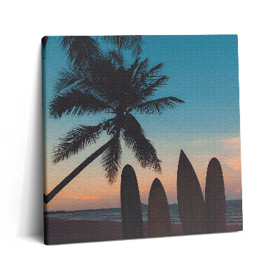 Vászonkép 60x60 Szörfözés egy trópusi strandon