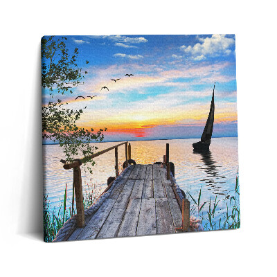 Vászonkép 60x60 Vitorlás hajó a tavon