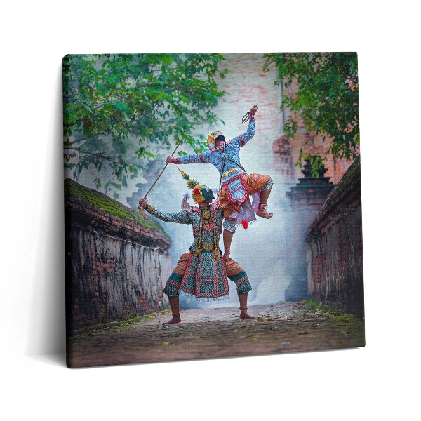 Vászonkép 60x60 Thaiföldön táncoló maszkosok