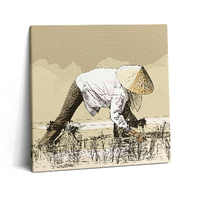 Vászonkép 60x60 Két nő rizst szed Ázsiában