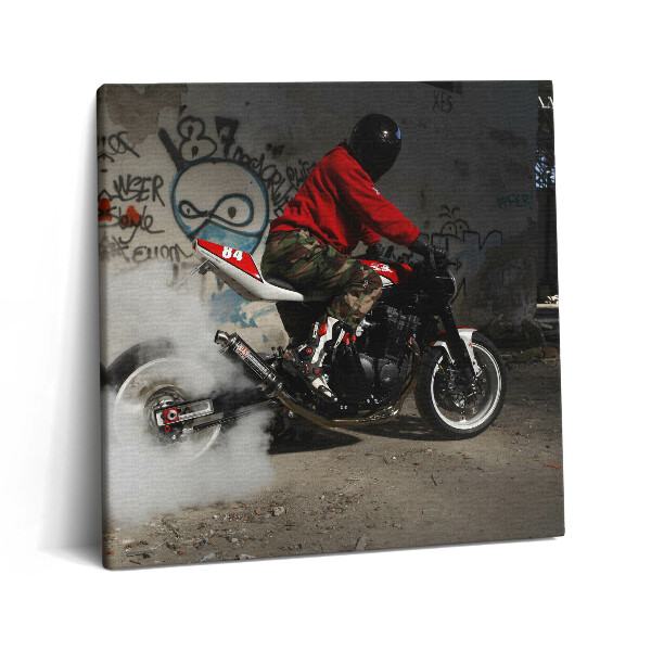 Vászonkép 60x60 Motoros férfi és graffiti