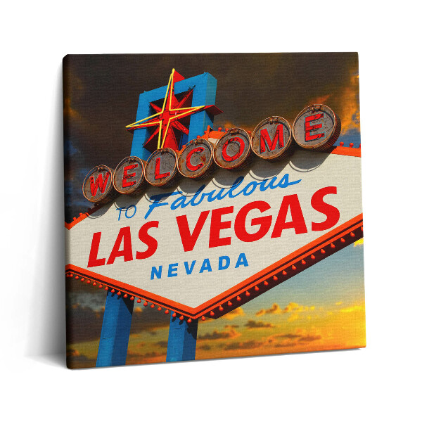 Vászonkép 60x60 Las Vegas felirat naplementében