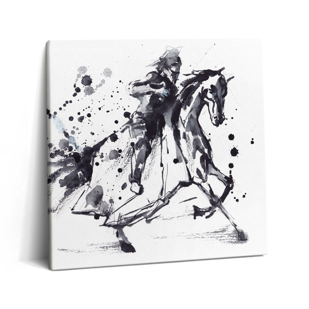 Vászonkép 60x60 Lovag lóháton tintacseppekkel