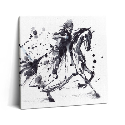Vászonkép 60x60 Lovag lóháton tintacseppekkel