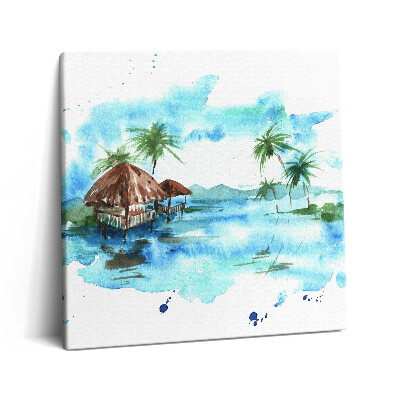 Vászonkép 60x60 Egy szigetet ábrázoló akvarell