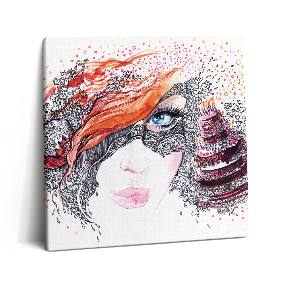 Vászonkép 60x60 Absztrakt édes nő süteménnyel