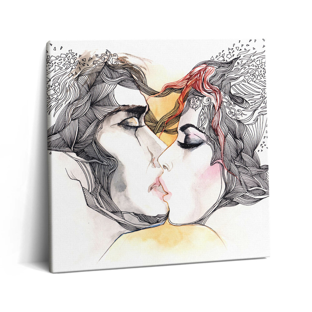 Vászonkép 60x60 Absztrakt szerelmespár csókolózik