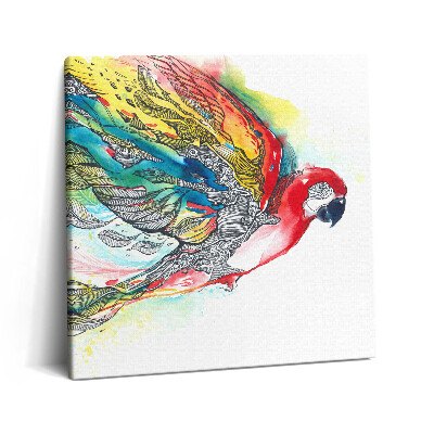 Vászonkép 60x60 Akvarell színes papagáj repülés közben