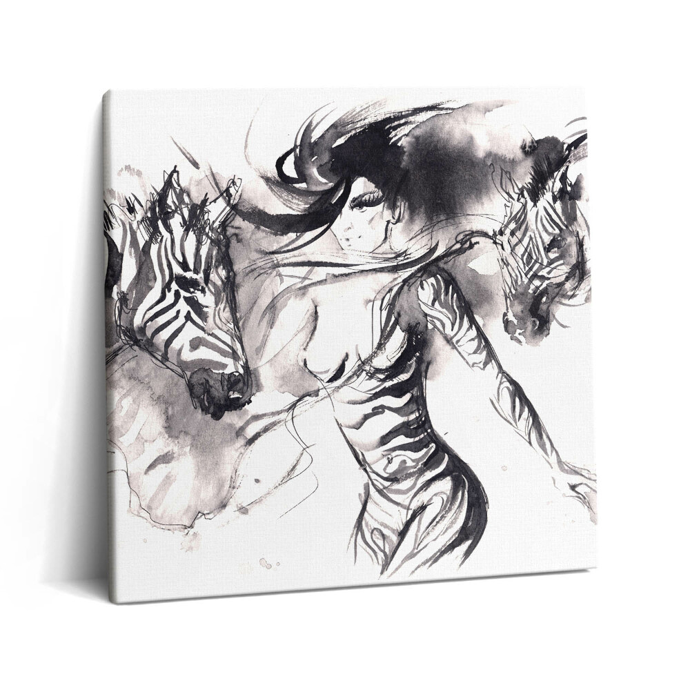 Vászonkép 60x60 Nő zebrák absztrakciói között