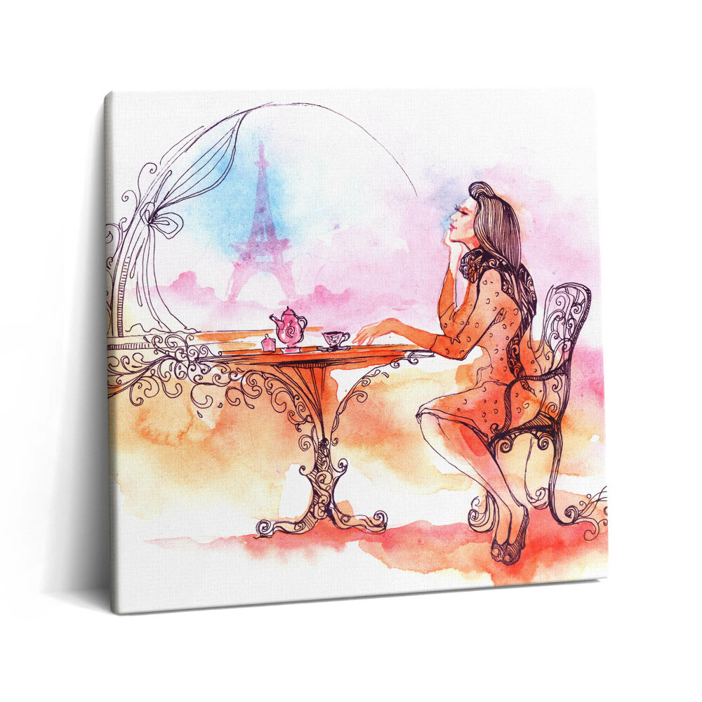 Vászonkép 60x60 Teázó nő Párizsban