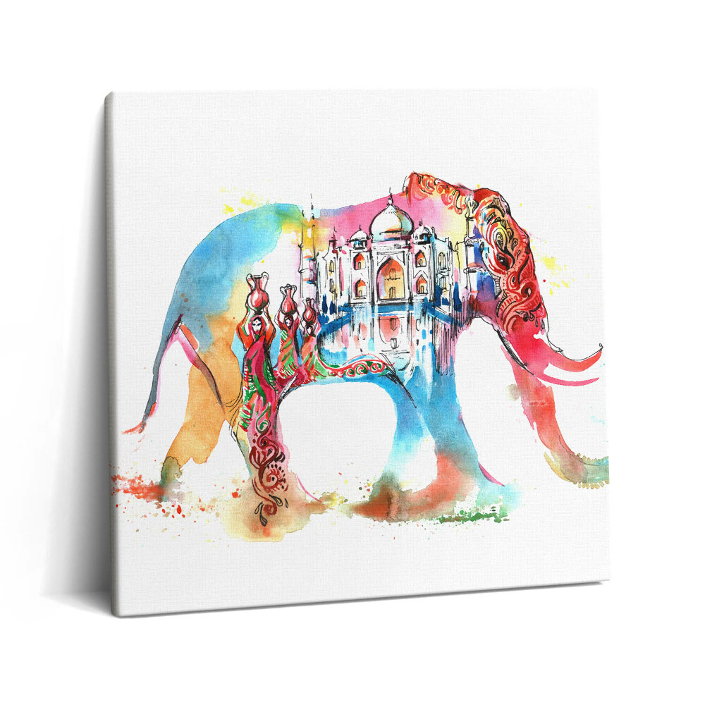 Vászonkép 60x60 Indiai kultúra - elefántok absztrakciója