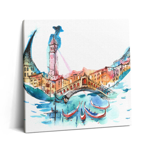 Vászonkép 60x60 Összefoglaló - Olasz gondolák Velencében