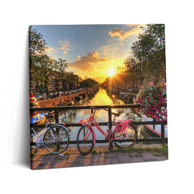 Vászonkép 60x60 Napfelkelte Amszterdam felett