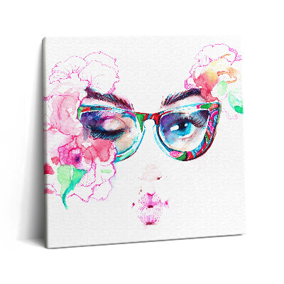 Vászonkép 60x60 Egy szemüveges nő arca