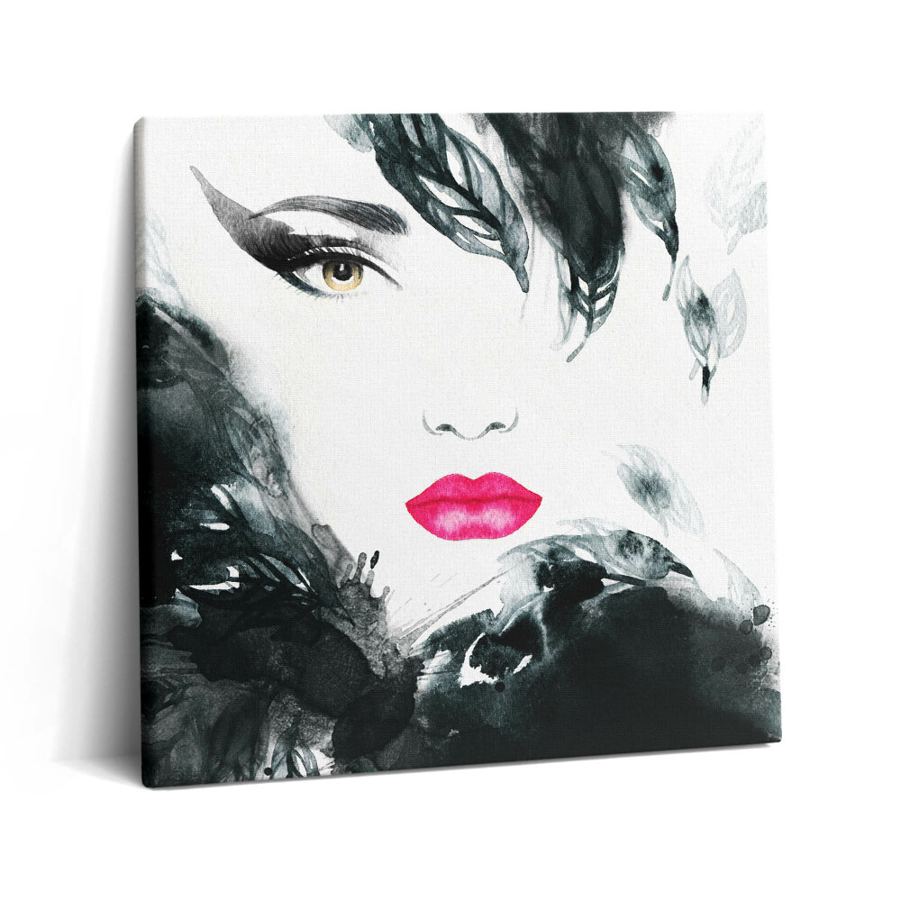 Vászonkép 60x60 Portré egy vörös ajkú nőről