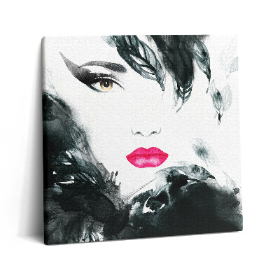 Vászonkép 60x60 Portré egy vörös ajkú nőről