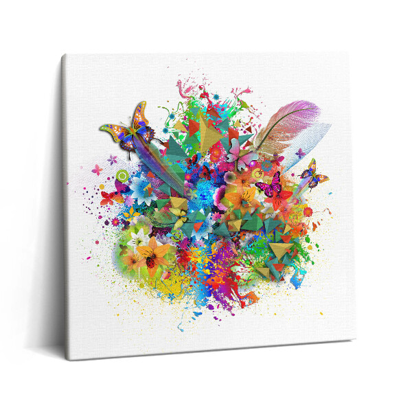 Vászonkép 60x60 Virágharmónia pillangókkal