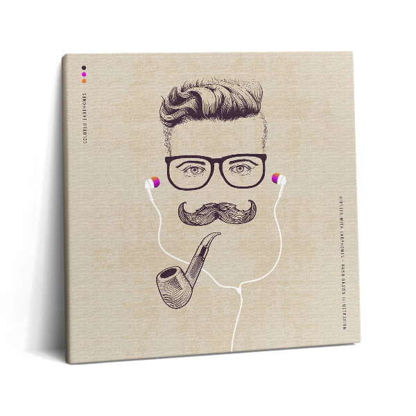 Vászonkép 60x60 Férfi pipával és fejhallgatóval