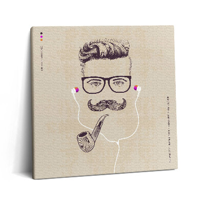 Vászonkép 60x60 Férfi pipával és fejhallgatóval