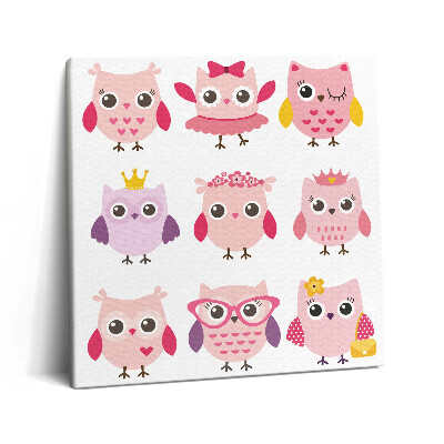 Vászonkép 60x60 Színes baglyok