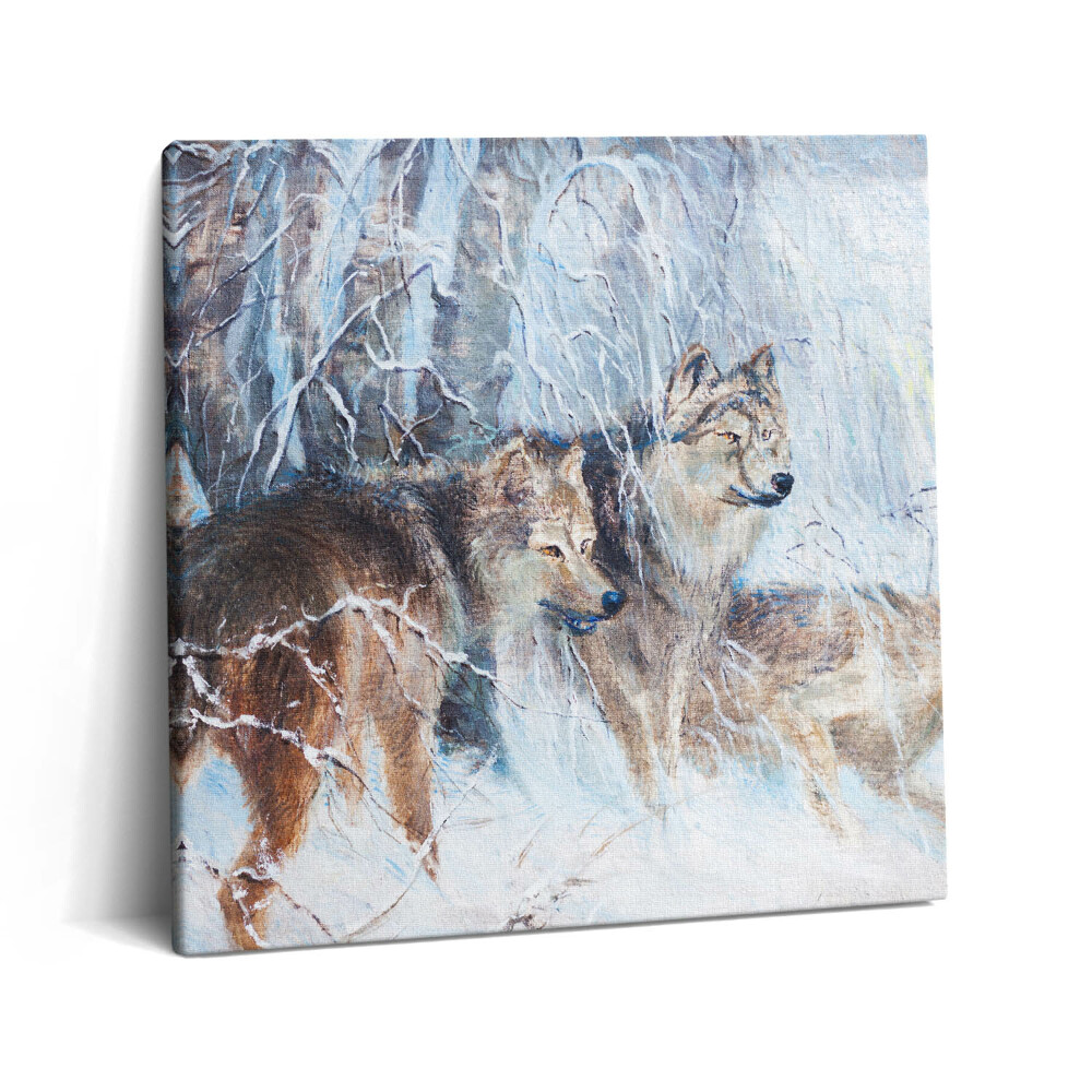 Vászonkép 60x60 Farkasok rajza az erdőben