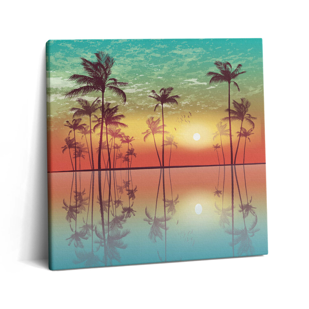 Vászonkép 60x60 Trópusi pálmafák naplementében