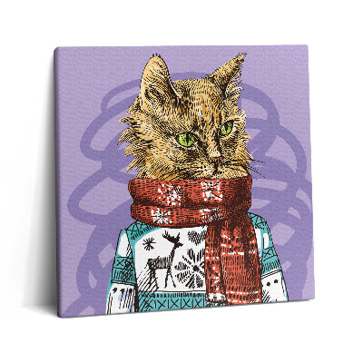 Vászonkép 60x60 Macska sálban