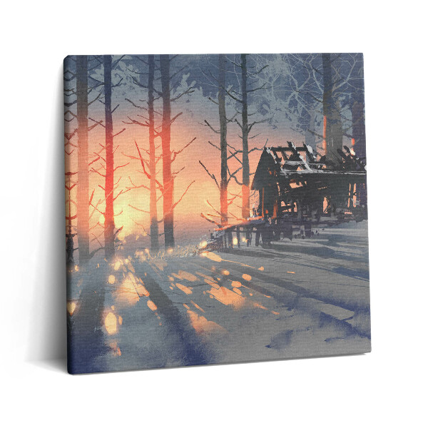 Vászonkép 60x60 Téli táj fákból