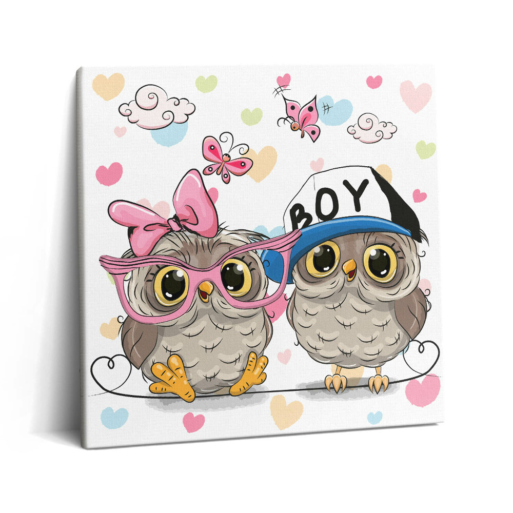 Vászonkép 60x60 Két aranyos bagoly