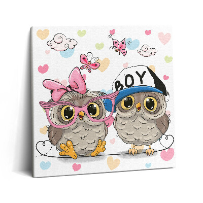 Vászonkép 60x60 Két aranyos bagoly