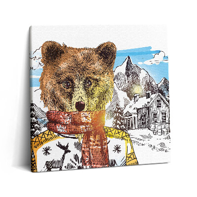 Vászonkép 60x60 Medve sálban
