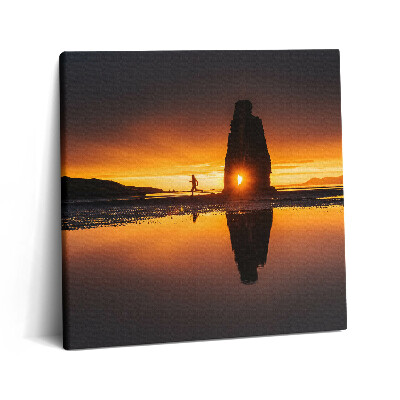 Vászonkép 60x60 Futók és naplemente