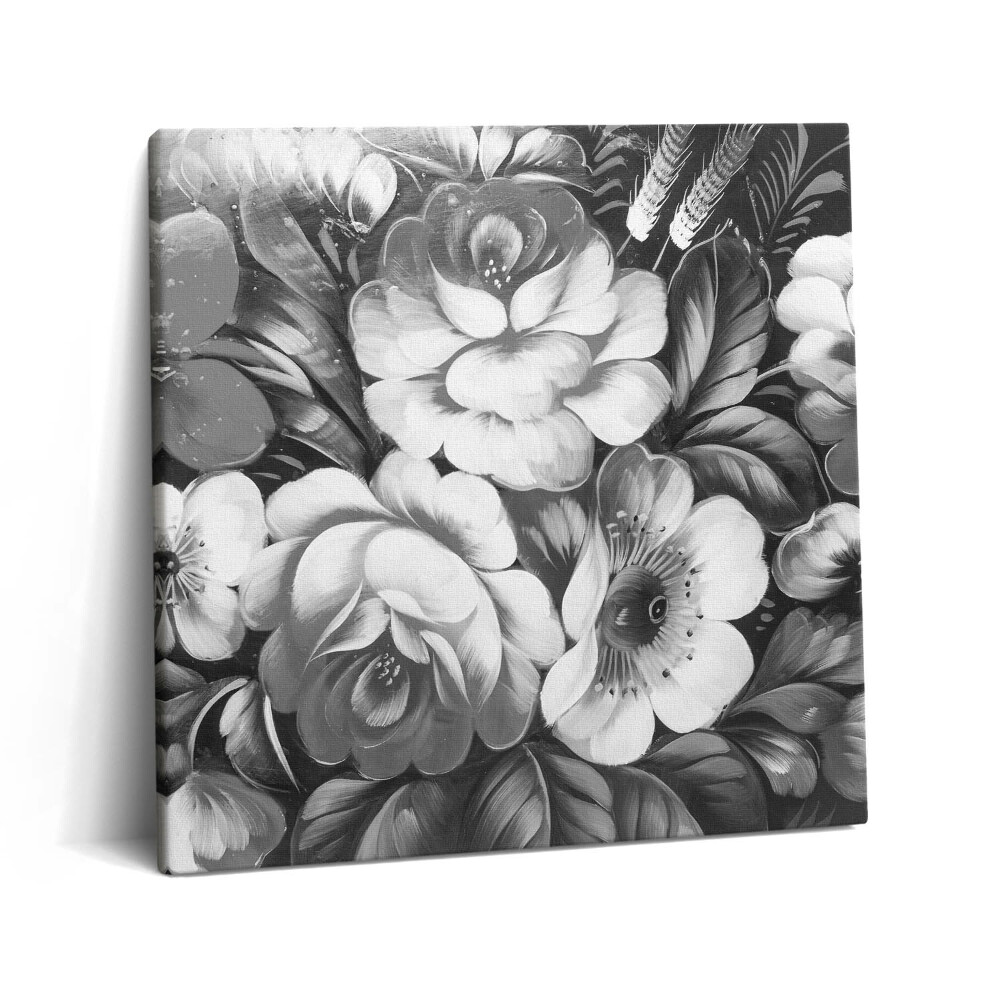 Vászonkép 60x60 Fekete-fehér virágok
