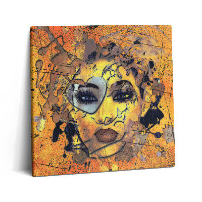 Vászonkép 60x60 Női arc és szívszem