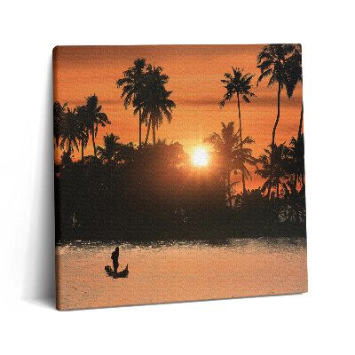 Vászonkép 60x60 Naplemente és pálmafák nyaralás közben