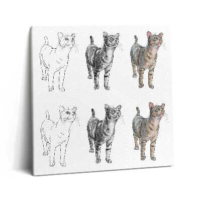 Vászonkép 60x60 Illusztráció egy aranyos kíváncsi macskáról