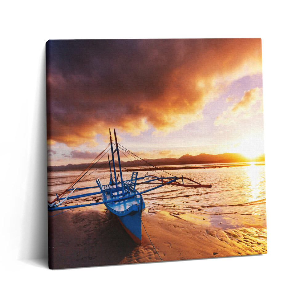 Vászonkép 60x60 Hajó a víz felett és naplemente