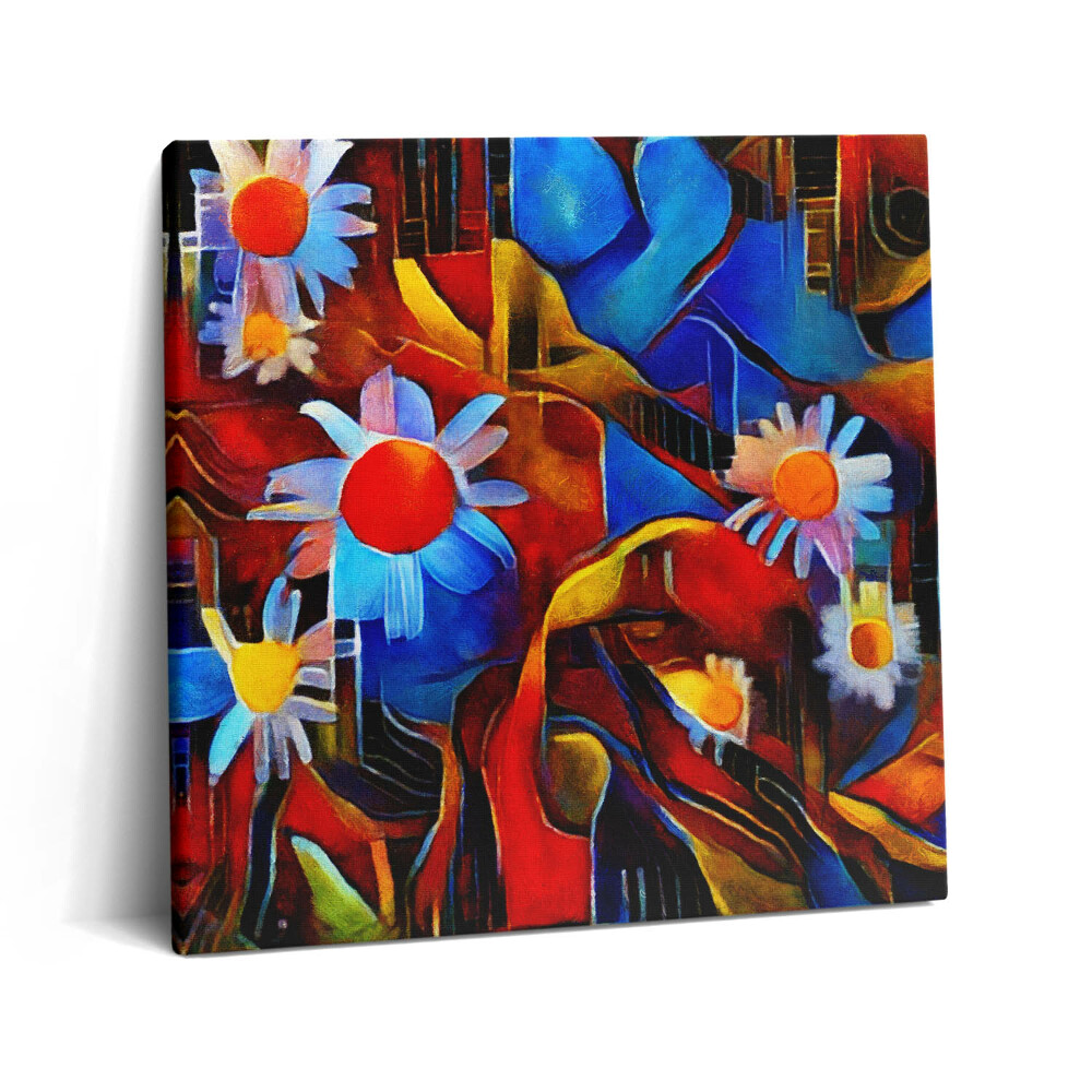 Vászonkép 60x60 Kubista művészet - színes virágok