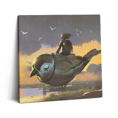 Vászonkép 60x60 Lány ül egy madáron