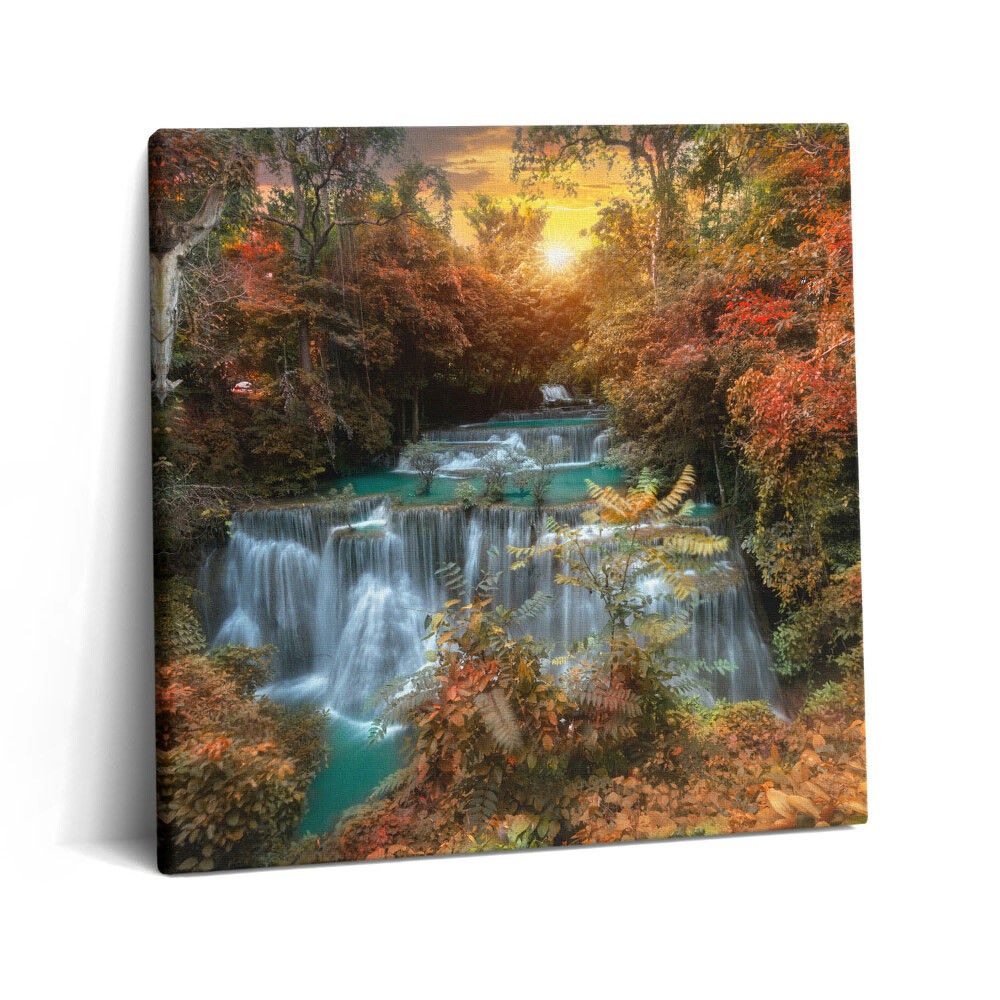 Vászonkép 60x60 Naplemente egy vízesés felett