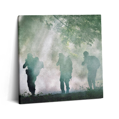 Vászonkép 60x60 Hadsereg az erdőben - katonák