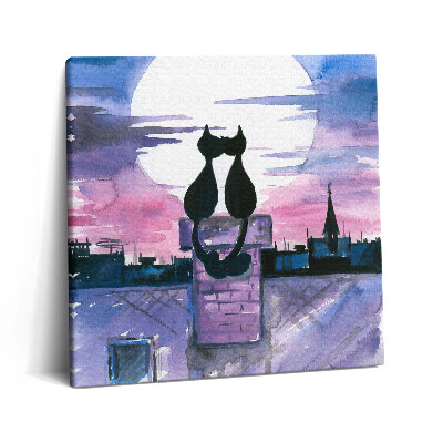 Vászonkép 60x60 Macskák nézik a holdat