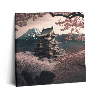 Vászonkép 60x60 Ázsiai torony és cseresznyevirágok